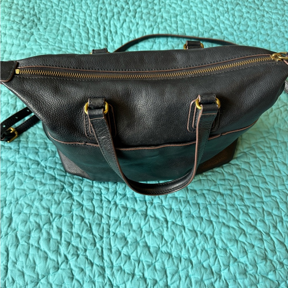 Fossil Black Leather Satchel w/shoulder strap
